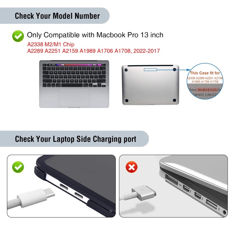 BlueSwan Compatible with MacBook Pro 13 inch Case 2022-2017 A2338 M2/M1 A2289 A2251 A2159 A1989 A1706 A1708  Anti-Cracking and Anti-Fingerprint Hard Shell Case  Soft TPU Bumper + PC - Image 4